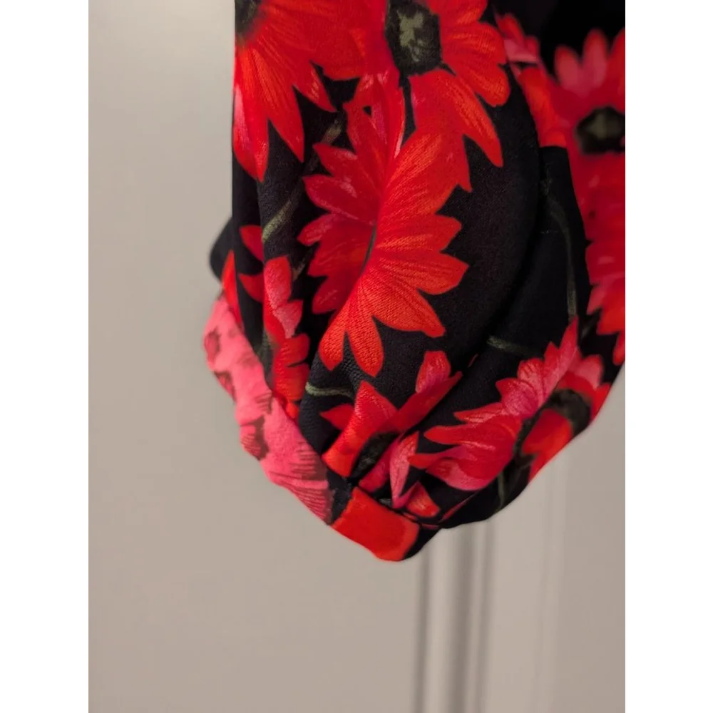 Women's Pearl by Lela Rose Black Red Floral Maxi Dress Size 2 - Picture 4 of 9